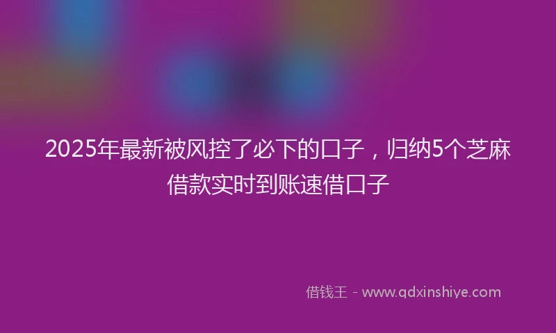 2025年最新被风控了必下的口子，归纳5个芝麻借款实时到账速借口子