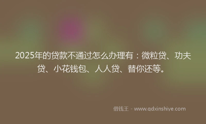 2025年的贷款不通过怎么办理有：微粒贷、功夫贷、小花钱包、人人贷、替你还等。