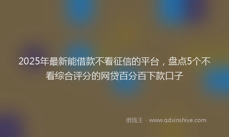 2025年最新能借款不看征信的平台，盘点5个不看综合评分的网贷百分百下款口子