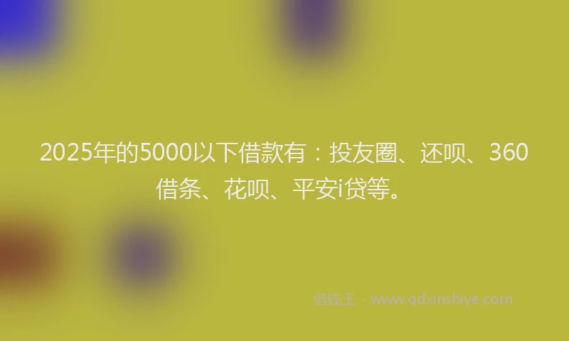 2025年的5000以下借款有：投友圈、还呗、360借条、花呗、平安i贷等。