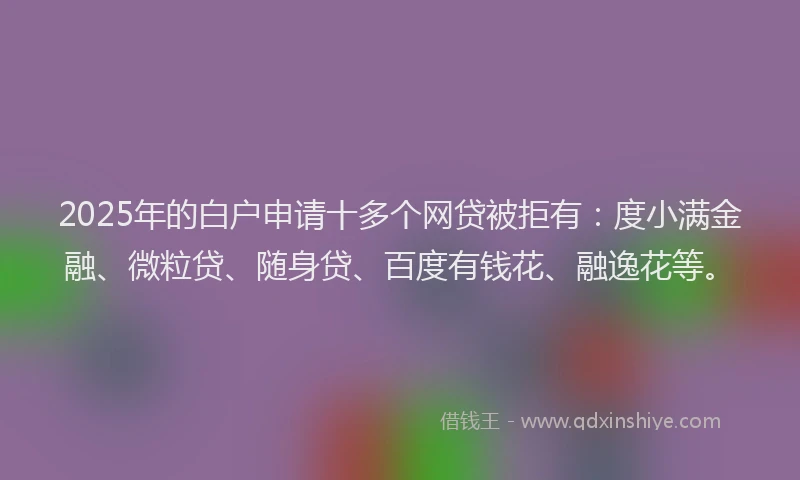 2025年的白户申请十多个网贷被拒有：度小满金融、微粒贷、随身贷、百度有钱花、融逸花等。