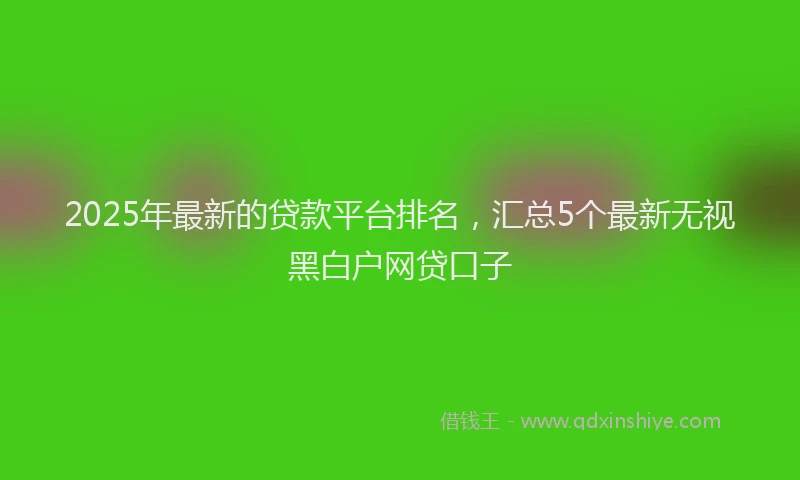 2025年最新的贷款平台排名，汇总5个最新无视黑白户网贷口子