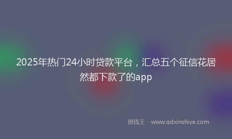 2025年热门24小时贷款平台，汇总五个征信花居然都下款了的app