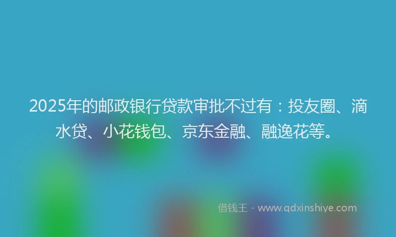 2025年的邮政银行贷款审批不过有：投友圈、滴水贷、小花钱包、京东金融、融逸花等。