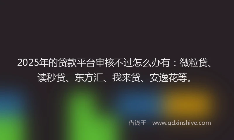 2025年的贷款平台审核不过怎么办有：微粒贷、读秒贷、东方汇、我来贷、安逸花等。