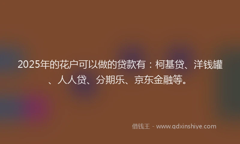 2025年的花户可以做的贷款有：柯基贷、洋钱罐、人人贷、分期乐、京东金融等。