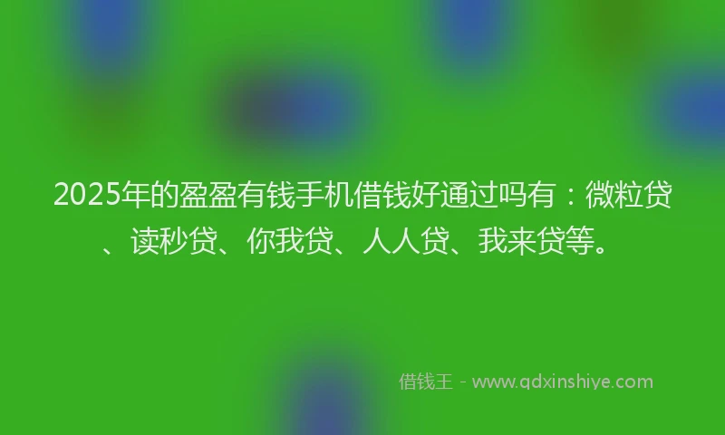 2025年的盈盈有钱手机借钱好通过吗有：微粒贷、读秒贷、你我贷、人人贷、我来贷等。