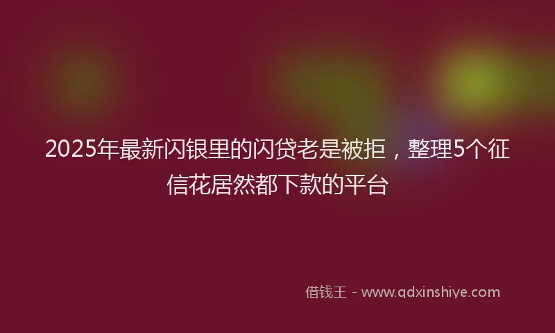 2025年最新闪银里的闪贷老是被拒，整理5个征信花居然都下款的平台