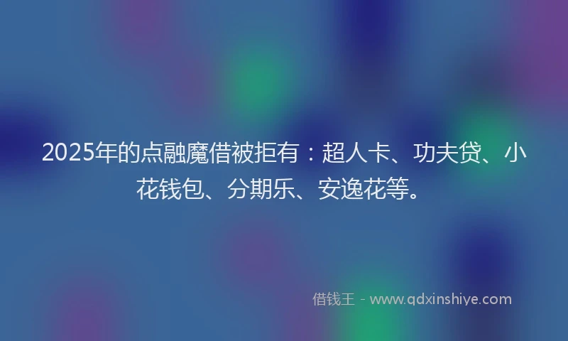 2025年的点融魔借被拒有：超人卡、功夫贷、小花钱包、分期乐、安逸花等。