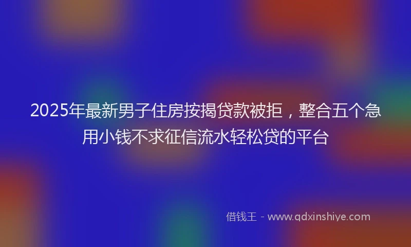 2025年最新男子住房按揭贷款被拒，整合五个急用小钱不求征信流水轻松贷的平台