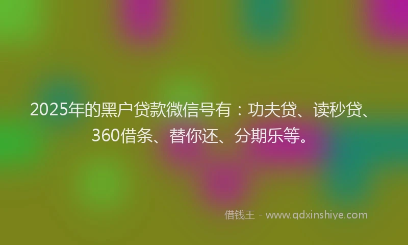 2025年的黑户贷款微信号有：功夫贷、读秒贷、360借条、替你还、分期乐等。