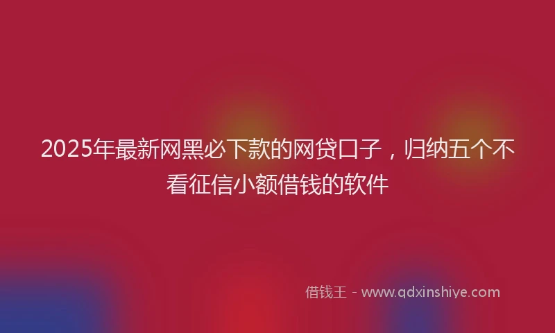 2025年最新网黑必下款的网贷口子，归纳五个不看征信小额借钱的软件