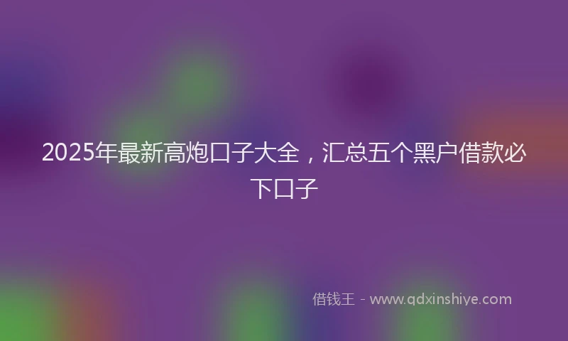 2025年最新高炮口子大全，汇总五个黑户借款必下口子