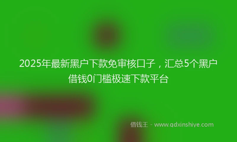 2025年最新黑户下款免审核口子，汇总5个黑户借钱0门槛极速下款平台