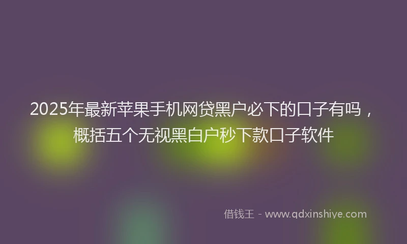 2025年最新苹果手机网贷黑户必下的口子有吗，概括五个无视黑白户秒下款口子软件
