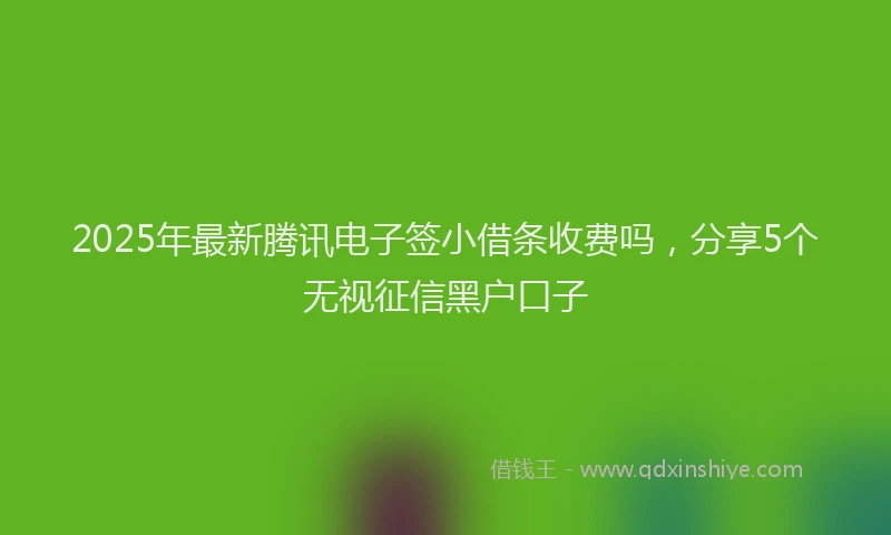 2025年最新腾讯电子签小借条收费吗，分享5个无视征信黑户口子