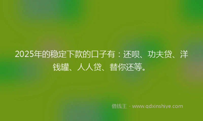 2025年的稳定下款的口子有：还呗、功夫贷、洋钱罐、人人贷、替你还等。