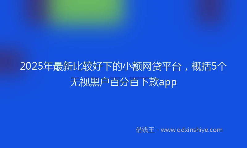 2025年最新比较好下的小额网贷平台，概括5个无视黑户百分百下款app