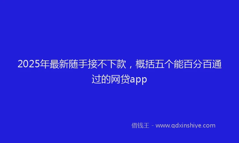 2025年最新随手接不下款，概括五个能百分百通过的网贷app
