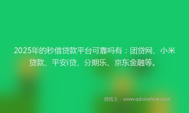 2025年的秒借贷款平台可靠吗有：团贷网、小米贷款、平安i贷、分期乐、京东金融等。