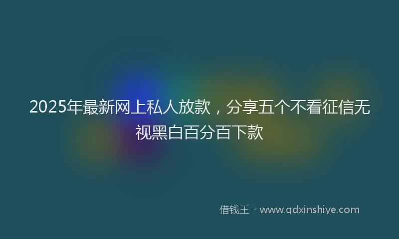 2025年最新网上私人放款，分享五个不看征信无视黑白百分百下款