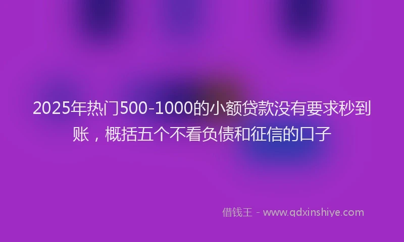 2025年热门500-1000的小额贷款没有要求秒到账，概括五个不看负债和征信的口子