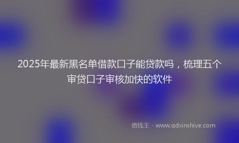 2025年最新黑名单借款口子能贷款吗，梳理五个审贷口子审核加快的软件