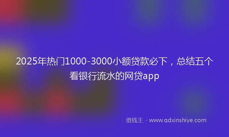 2025年热门1000-3000小额贷款必下，总结五个看银行流水的网贷app
