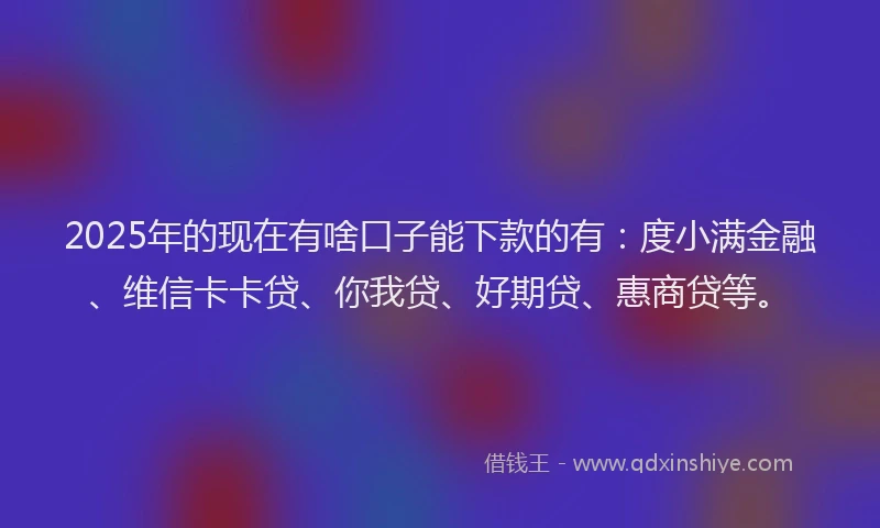 2025年的现在有啥口子能下款的有：度小满金融、维信卡卡贷、你我贷、好期贷、惠商贷等。