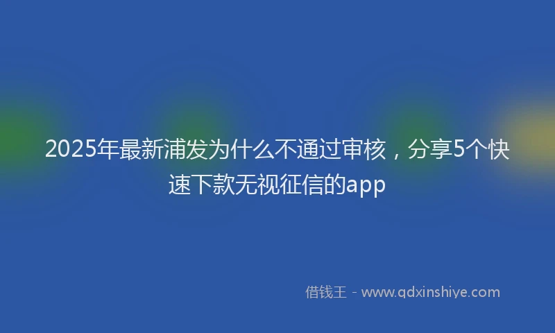 2025年最新浦发为什么不通过审核，分享5个快速下款无视征信的app