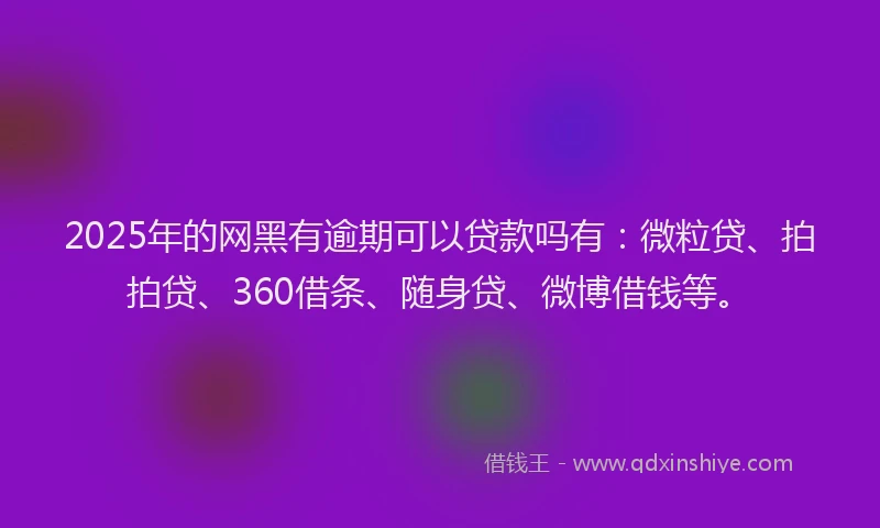 2025年的网黑有逾期可以贷款吗有：微粒贷、拍拍贷、360借条、随身贷、微博借钱等。