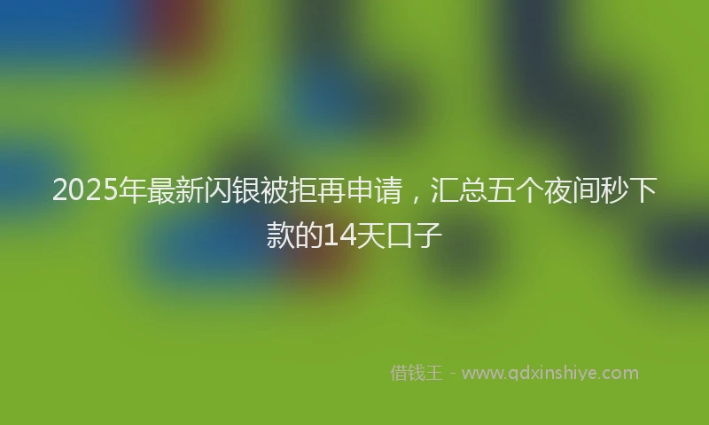 2025年最新闪银被拒再申请，汇总五个夜间秒下款的14天口子