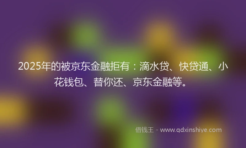 2025年的被京东金融拒有：滴水贷、快贷通、小花钱包、替你还、京东金融等。
