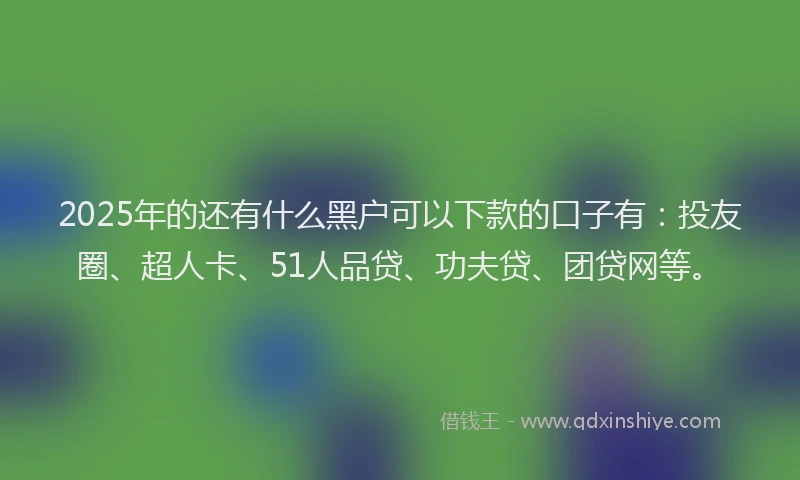 2025年的还有什么黑户可以下款的口子有：投友圈、超人卡、51人品贷、功夫贷、团贷网等。