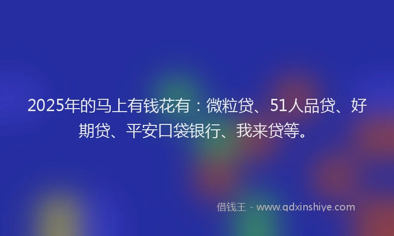 2025年的马上有钱花有：微粒贷、51人品贷、好期贷、平安口袋银行、我来贷等。