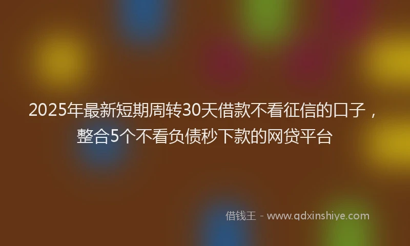 2025年最新短期周转30天借款不看征信的口子，整合5个不看负债秒下款的网贷平台