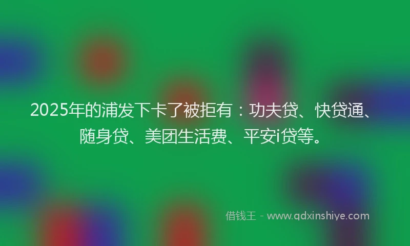2025年的浦发下卡了被拒有：功夫贷、快贷通、随身贷、美团生活费、平安i贷等。