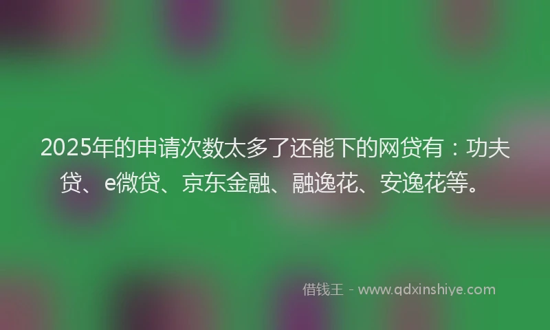 2025年的申请次数太多了还能下的网贷有：功夫贷、e微贷、京东金融、融逸花、安逸花等。