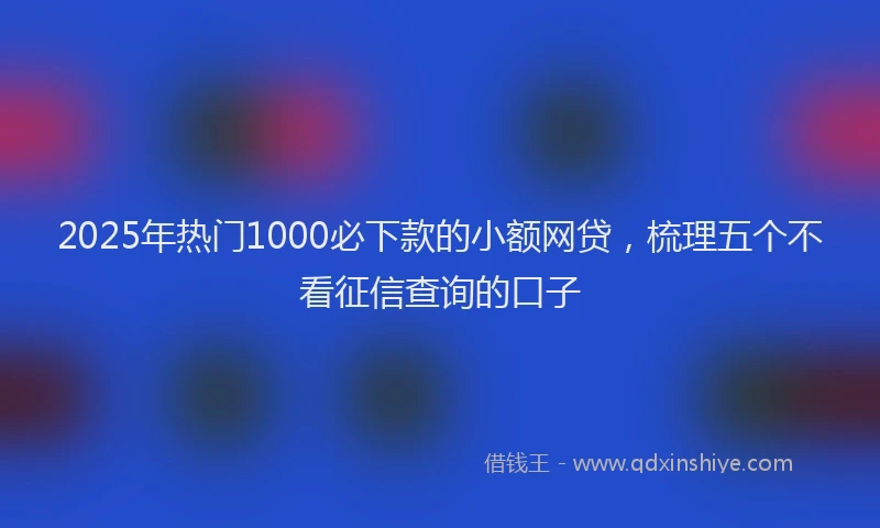 2025年热门1000必下款的小额网贷，梳理五个不看征信查询的口子