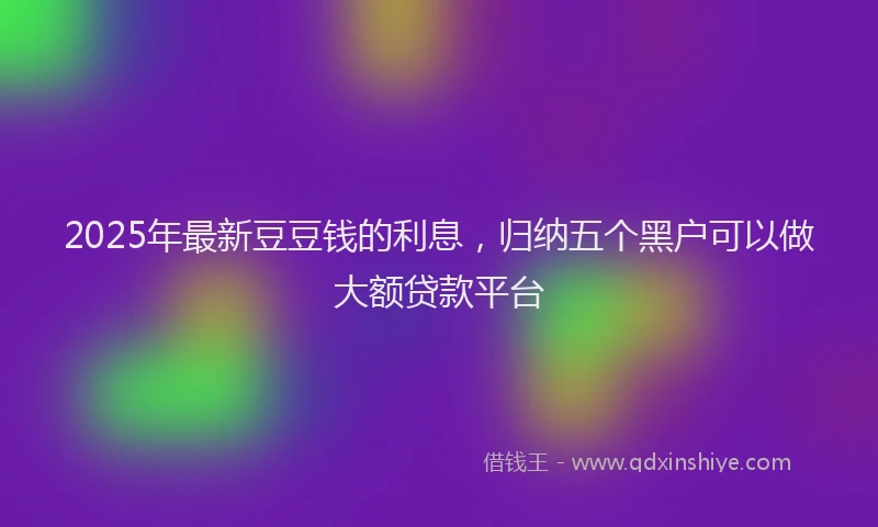 2025年最新豆豆钱的利息，归纳五个黑户可以做大额贷款平台