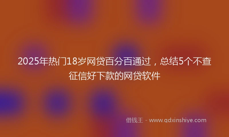 2025年热门18岁网贷百分百通过，总结5个不查征信好下款的网贷软件