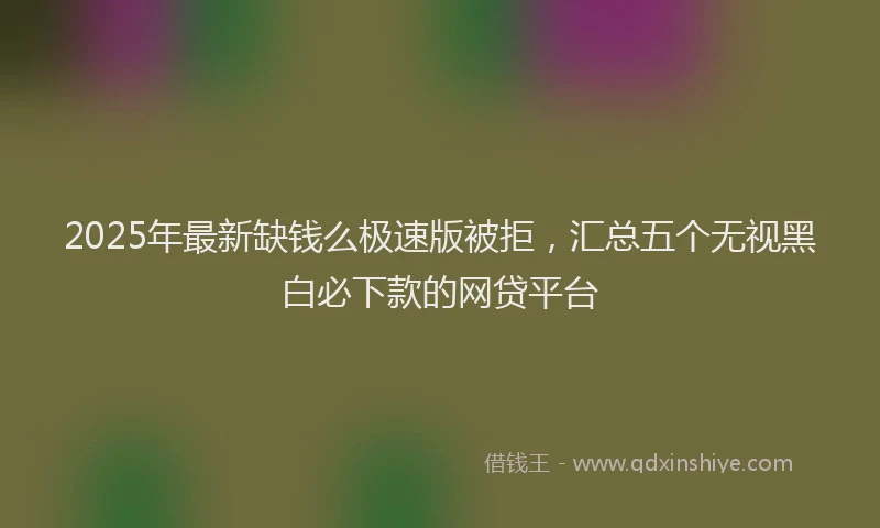 2025年最新缺钱么极速版被拒，汇总五个无视黑白必下款的网贷平台