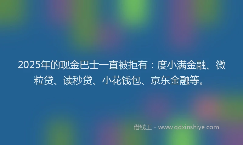 2025年的现金巴士一直被拒有：度小满金融、微粒贷、读秒贷、小花钱包、京东金融等。