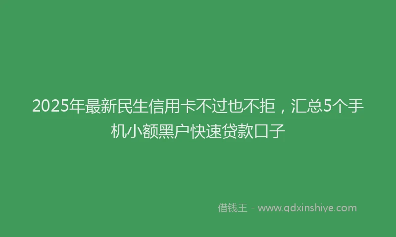 2025年最新民生信用卡不过也不拒，汇总5个手机小额黑户快速贷款口子