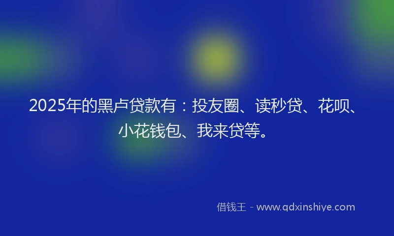 2025年的黑卢贷款有：投友圈、读秒贷、花呗、小花钱包、我来贷等。