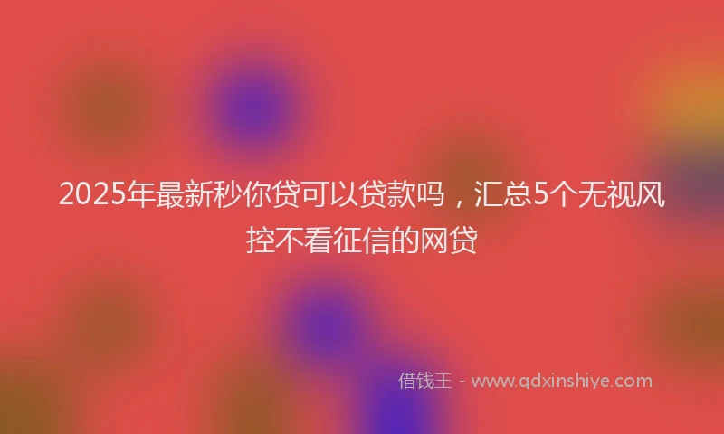 2025年最新秒你贷可以贷款吗，汇总5个无视风控不看征信的网贷