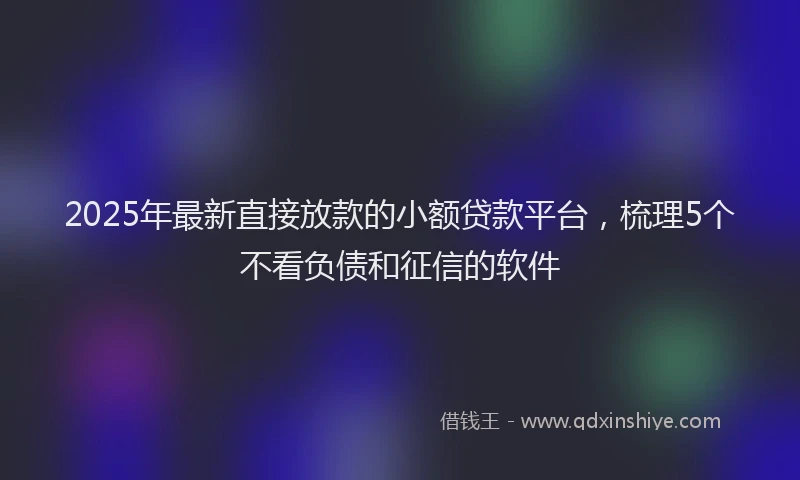 2025年最新直接放款的小额贷款平台，梳理5个不看负债和征信的软件