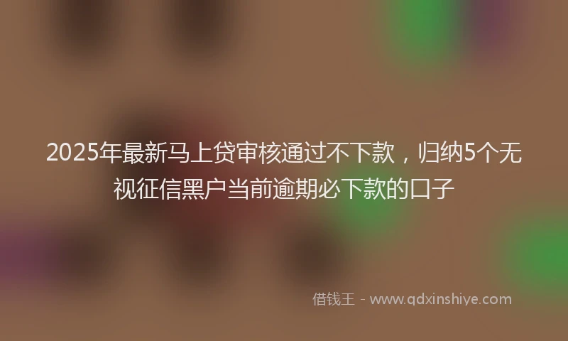 2025年最新马上贷审核通过不下款，归纳5个无视征信黑户当前逾期必下款的口子