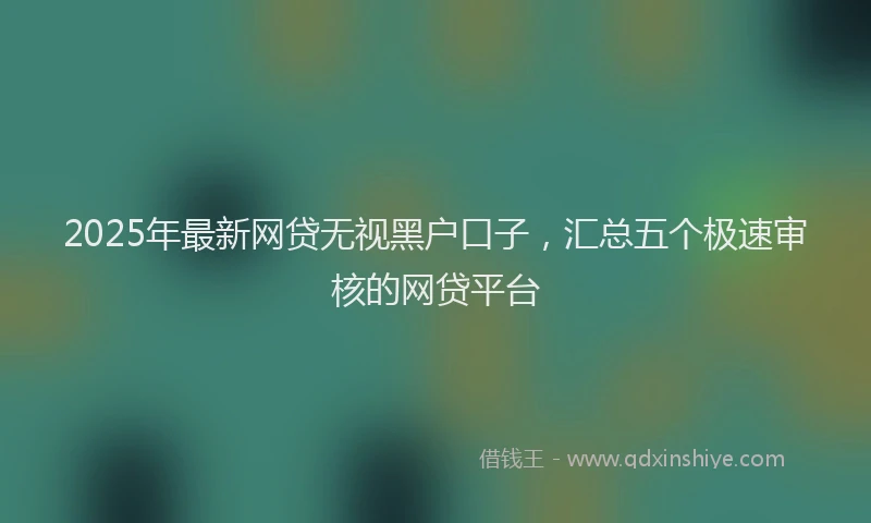 2025年最新网贷无视黑户口子，汇总五个极速审核的网贷平台