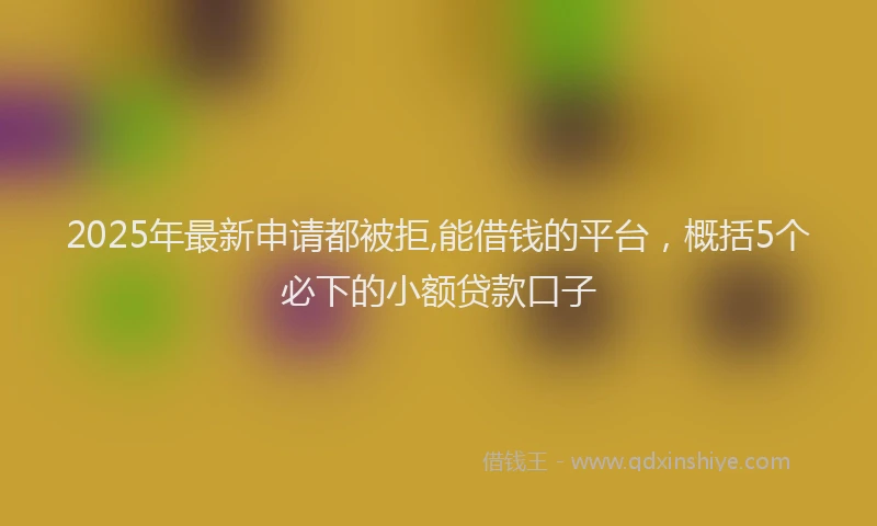 2025年最新申请都被拒,能借钱的平台，概括5个必下的小额贷款口子